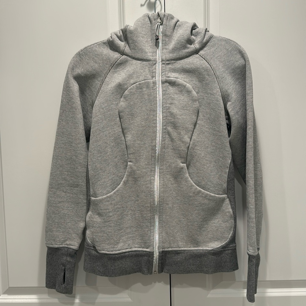 lululemon athletica Scuba Hoodie, Size 6, light Grey Micro Stripe & Grey